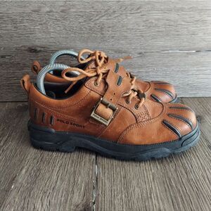 Vtg Polo Sport By Ralph Lauren Womens 7B Buckle Strap Shoes Leather Brown Casual